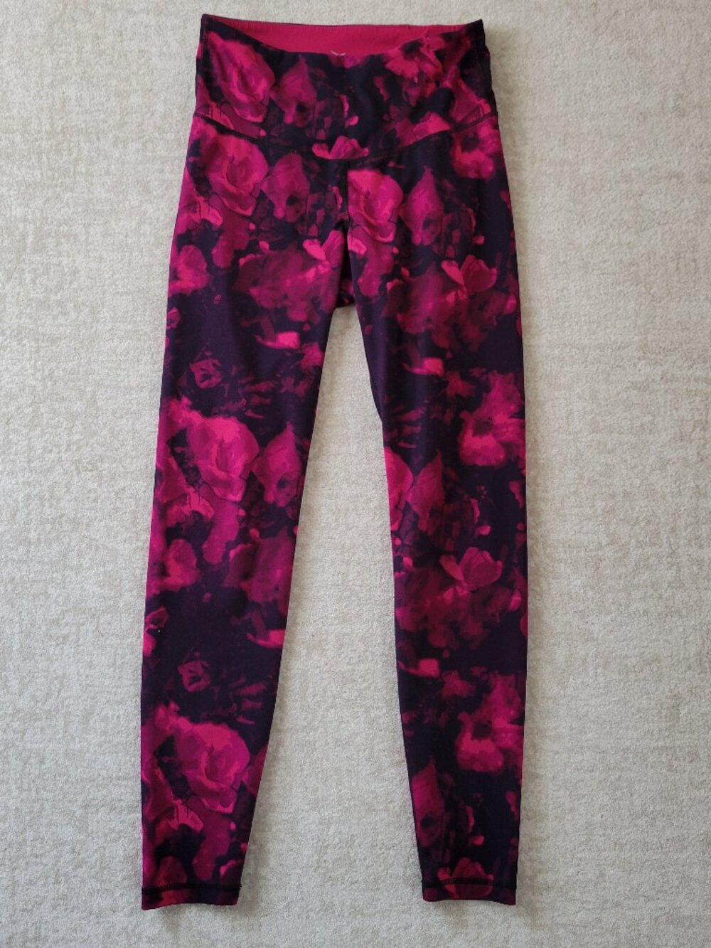 Old Navy Active Pink Floral High Waisted Leggings Medium Ankle Gym Run Walk Yoga